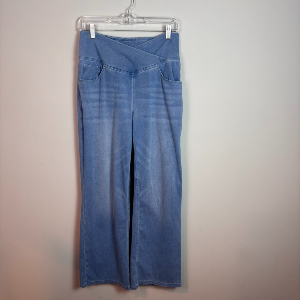 Halara Flex Crossover High Waisted Tummy Control Casual Straight Leg Jeans L Reg